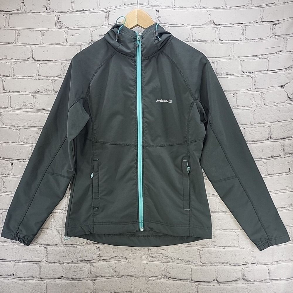 Avalanche Weather Shield Jacket Womens Sz M Gray Windbreaker Lightweight Hooded